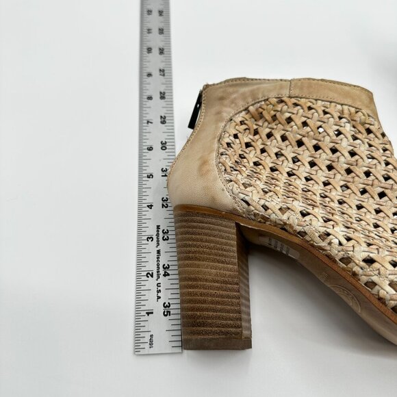 Sundance Trianon Stacked Heel Booties Woven Leather Sandals Shoes 41 US 10 10.5 - Picture 2 of 6